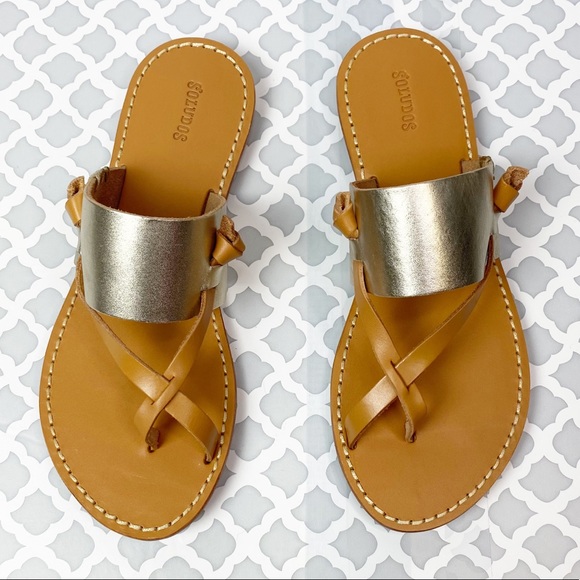 NIB Soludos Slotted Thong Sandal Metallic Platinum - Picture 9 of 14